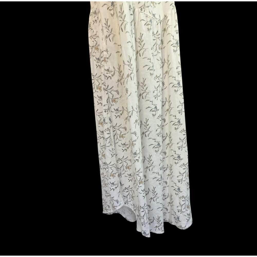 Linen Blnd Floral Midi Dress Sz S Racerback White Botanical NEW Universal Thread - Picture 7 of 9